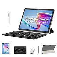 2024 Android 12 Tablets 10.1 Octa-Core 2 in 1 Tablet 64GB + 512GB Expand Include Case, Keyboard, Stylus, 13+5 Dual Camera, IPS FHD 1920 * 1200 Display, GPS, Bluetooth, Google Certificated