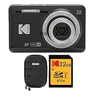 Kodak PIXPRO Friendly Zoom FZ55 Digital Camera (Black) with Hard Shell Case (Black) and 32GB SD Card Bundle (3 Items)
