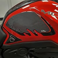 Motorcycle 3D Stickers Compatible with Ducati Monster 937 2021. Tank Side Protections from Bumps and Scratches. Pair of Resin Stickers - Carbon and Black Effect - Made in Italy