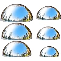 Gazing Ball, Stainless Steel Garden Mirror Globe, Polished Ornament Sphere, Hollow Floating Reflective Hemisphere, for Home Outdoor Pond Housewarming Swimming Pool Decoration, Sliver, 6Pcs Mix