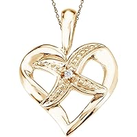 14K Yellow Gold Diamond Fashion Heart Star Pendant (chain NOT included)