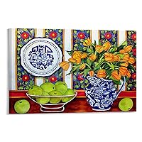 Mexican Kitchen Art Poster Tarawera Pottery Art Poster Oil Painting Wall Art Poster2 Canvas Poster Wall Art Decor Print Picture Paintings for Living Room Bedroom Decoration Frame-style 24x16inch(60x40