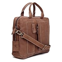 Men's Hunter Leather Laptop Messenger Bag Free Size Brown