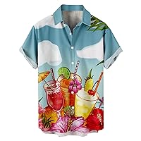 Hawaiian Shirt for Men Funky Casual Button Down Very Loud Short Sleeve Top Novelty 3D Cherry Parrot Pattern Aloha Shirt