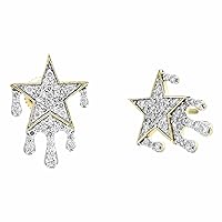 14k Yellow Gold Plated 2ct Round Cut Lab Created Diamond Star Stud Earrings For Women & Girl By Elegantbalaji