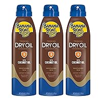 Tanning Dry Oil Clear Spray Sunscreen SPF 8, 6oz | Tanning Sunscreen Spray, Banana Boat Dry Oil, 8 SPF Tanning Oil, Dry Tanning Oil Spray, Oxybenzone Free Sunscreen, 6oz (Pack of 3)