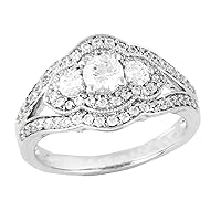 1 Cttw Diamond 14kt White Gold Three Stone Engagement Ring
