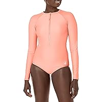 Body Glove Women's Standard Smoothies Channel Solid Long Sleeve Zip Front One Piece Paddle Swimsuit