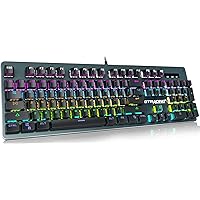 GTRACING Mechanical Keyboard, Wired Gaming Keyboard, Switch 104 Keys Rainbow Backlit Keyboard and 20 LED Lighting Effect for PC Computer Gamers (Gray)