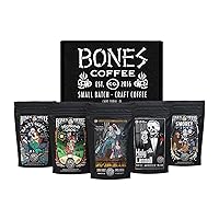 Bones Coffee Company NEW Flavors! Favorite Flavors Sample Pack | 4 oz Pack of 5 Assorted Ground Coffee Beans | Low Acid Medium Roast Gourmet Coffee Beverages (Ground)