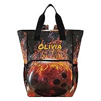 Bowling Ball Custom Diaper Bag Backpack Personalized Large Baby Bag for Boys Girls Toddler Multifunction Travel Back Pack for Maternity Mom Dad with Stroller Straps