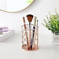 Cosmetics Makeup Tools Storage Box Cylindrical Case Storage Lipstick Pen Holder Organizer Hollow Iron Storage Tray (Color : Rose Gold, Size : C)