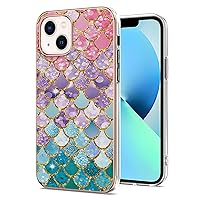 Compatible with 13 Mini iPhone Case, TPU IMD Personalized Colorful Scales Gilded Border Slim Phone Case Scratch-Proof Shockproof Back Protective Cover for Apple iPhone13 Mini 5.4