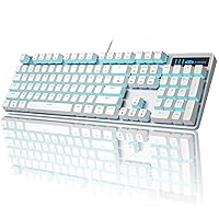 MageGee Mechanical Gaming Keyboard, Wired USB Adjustable Backlight Keyboard, New Mechanical Storm 100% Anti-ghosting Keyboard with Blue Switches for Windows PC/MAC Games (White)