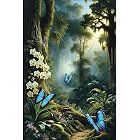 Rainforest Dreaming: Blue Morphos and Orchids Journal.: Lined Notebook College-Ruled 152 pages