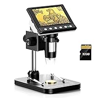 4.3'' IPS Coin Microscope, 1000X Magnification Digital Microscope for Adults，Coin Collection Supplies with 8 Adjustable LEDs，Windows Compatible，32GB TF Card