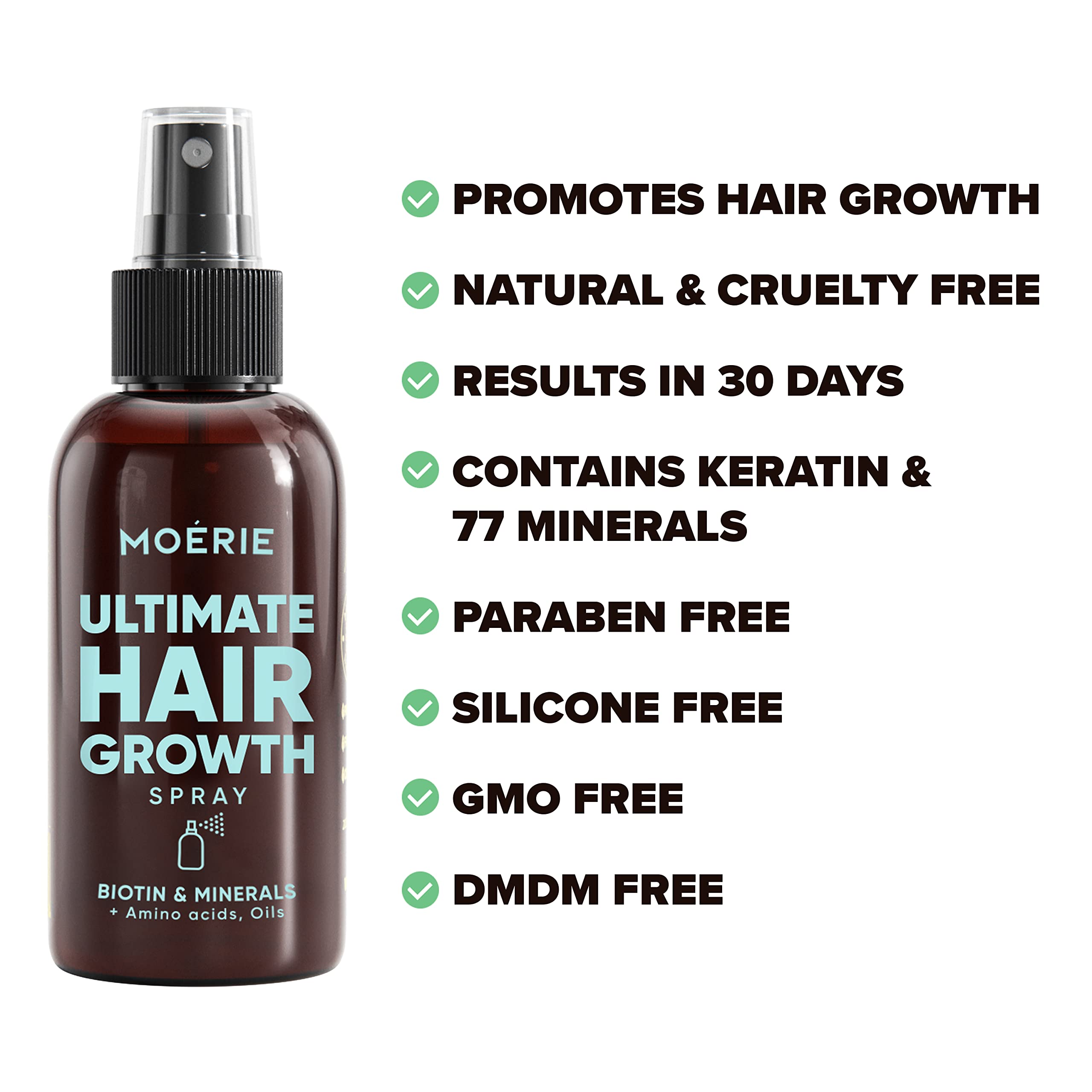 Mua Moerie Ultimate Mineral Hair Growth Spray – For Longer, Thicker, Fuller  Hair - with Biotin & Caffeine - Vegan Hair Products – Paraben Free – All  Hair Types – Reverse Hair