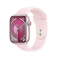 Apple Watch Series 9 [GPS 45mm] Smartwatch with Pink Aluminum Case with Pink Sport Band M/L. Fitness Tracker, Blood Oxygen & ECG Apps, Always-On Retina Display (Renewed)