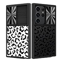 Case for Samsung Galaxy S24 Ultra with Slide Camera Cover Clear with Black Leopard Cheetah Print Design for Women Girl Anti-Scratch Shockproof Protective Phone Cover for S24 Ultra 5G 6.8 Inch