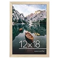 Americanflat 12x18 Poster Frame in Natural Oak - Engineered Wood with Shatter Resistant Glass - Horizontal and Vertical Formats for Wall with Included Hanging Hardware