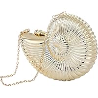 QZUnique Conch Shoulder Handbag Novelty Chain Strap Purse Acrylic Fashion Crossbody Evening Bag Clutch for Women Girl