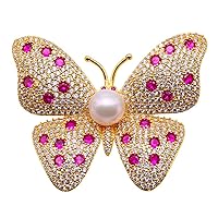 JYX Pearl Brooch Butterfly-shaped White Freshwater Pearl Brooch Pin
