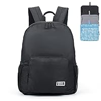 20L Lightweight Packable Backpack - Water-Resistant Hiking Daypack for Women Men, Small Nylon Durable Bookbag with Multi-pockets for Travel, Work - Black