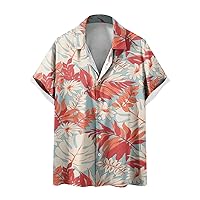 Men Hawaiian Shirt Loose Fit Shirts - Short Sleeve Button Down Hawaiian Shirt Fashon Printed Beach Summer Shirt for Men