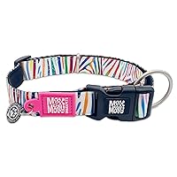 Max & Molly Rainbow Zebra Stripes Dog Collar with Safety QR Code Dog Tag - Soft, Adjustable, & Waterproof Collar, Cute Animal Print Designs for Both Girl and Boy Dogs & Puppies, Small