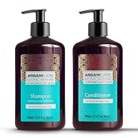 Arganicare Argan Oil Shampoo and Conditioner Set for Dry and Damaged Hair - Moisturizing Deep Conditioning Treatment Enriched with Organic Argan Oil & Shea Moisture for Men, Women and Kids | 27 Fl Oz