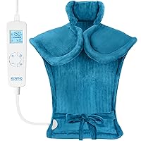 RENPHO Heating Pad for Back Pain Relief, Fathers Day Dad Gifts, Birthday Day Gifts for Women Men Mom Dad, FSA HSA Eligible, Electric Weighted Neck and Shoulders Heat Pad, ETL Certified, Blue