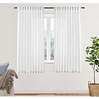 XTMYI White Back Tab/Hook Belt Linen Cotton Sheer Curtains for Bedroom White 63 Inches Long,2 Panels