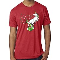 Christmas Unicorn Holiday Party Unisex Tri Blend Tshirt Red