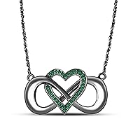 14k Black Gold Plated Alloy 0.15 Ct Emerald Infinity Heart Necklace Pendant