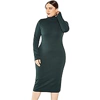Andongnywell Women Long Sleeve Turtleneck Knitted Loose Sweater Dress Mini Pullovers Jumper Knitwear Sweaters Dress