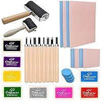 30PCS Rubber Block Stamp Carving Blocks with Cutter Tools and Rubber Brayer Roller for DIY Printmaking and More Crafts (Combo Pack)