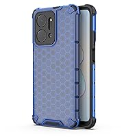 Clear Case Compatible with Huawei Honor X7A 4G,Transparent Honeycomb 360 Full Body Coverage Hard PC+TPU Shockproof Protective Phone Cover Slim Case (Color : Blue)