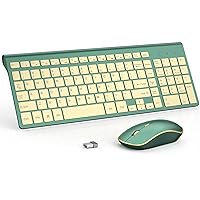 Wireless 2.4G Compact and Quiet Keyboard and Mouse Combo,Ergonomic and Portable Design for Computer, Windows,Desktop, PC, Laptop-Cangling Green
