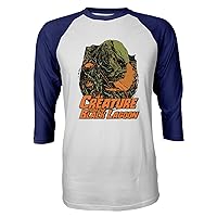 New Graphic Shirt Horror Movie Novelty Tee Green Creature Raglan Quarter Sleeve Men's T-Shirt