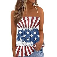 4Th of July Tops for Women Tube,Cute Sexy Off Shoulder Independence Day Sleeveless Women's Summer 2024, S XXL
