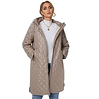 Coat For Women - Plus Zip Up Dual Pocket Hooded Winter Coat