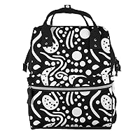 Diaper Bag Backpack Black and white abstract circles Maternity Baby Nappy Bag Casual Travel Backpack Hiking Outdoor Pack