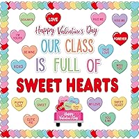 Valentine's Day Heart Bulletin Board Classroom Decorations Valentines Day Love Heart Paper Cutouts Bulk with Borders for Craft Projects Valentines School Party Blackboard Wall Decor