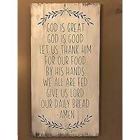 God is Great God is Good Let Us Thank Him for His Food Sign Dining Room Decor Kitchen Decor Dinner Prayer Pallet Sign Quote Decorative Sign Home Wooden Sign Plaque