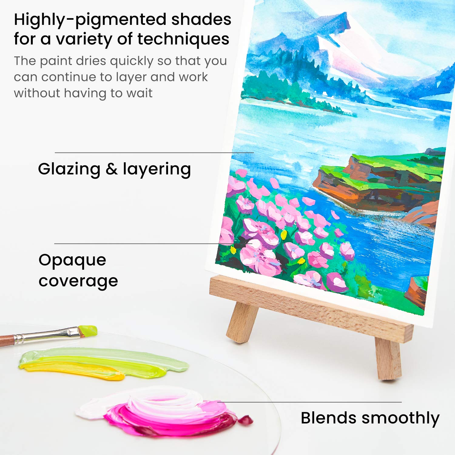 ARTEZA Gouache Paint Set, Set of 60 Colors in 12ml/0.4 US fl oz Tubes, Premium Gouache Artist Paint for Professionals & Students, Ideal for Canvas and Paper, Complete Art Supplies for Vibrant Creations
