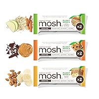 MOSH Variety Pack Plant Based Protein Bars, 6pk, Keto Snack, Gluten-Free, No Added Sugar, 10g Plant Based Protein, Lion's Mane, B12 Vitamins, Supports Brain Health, Breakfast To-Go
