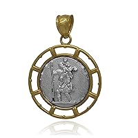10 K Yellow Gold Saint Christopher Medallion Charm Pendant