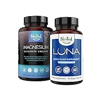 Nested Naturals Luna Melatonin-Free Sleep Aid & Magnesium Glycinate Chelate for Improved Sleep, Relaxation, & Recovery (180 Capsules)