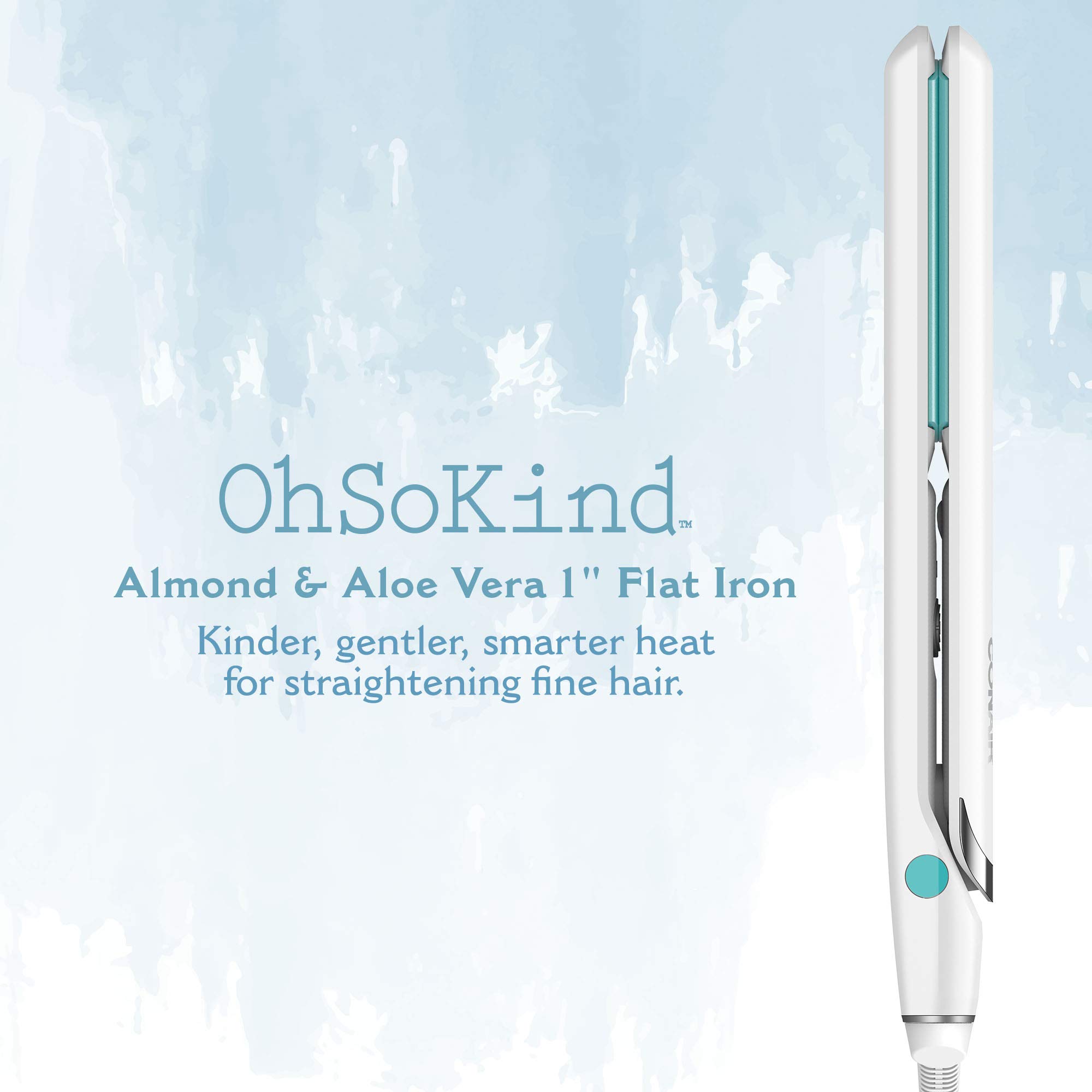 OhSoKind For Fine Hair Flat Iron; 1-inch Almond & Aloe Vera Flat Iron