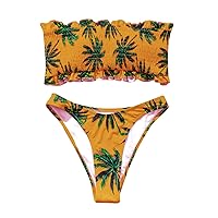 Exposure Suit Small Bikini Set Low Up Lace Tree Printed Pleated Cocoa Swimwears Tankinis Set Fashion